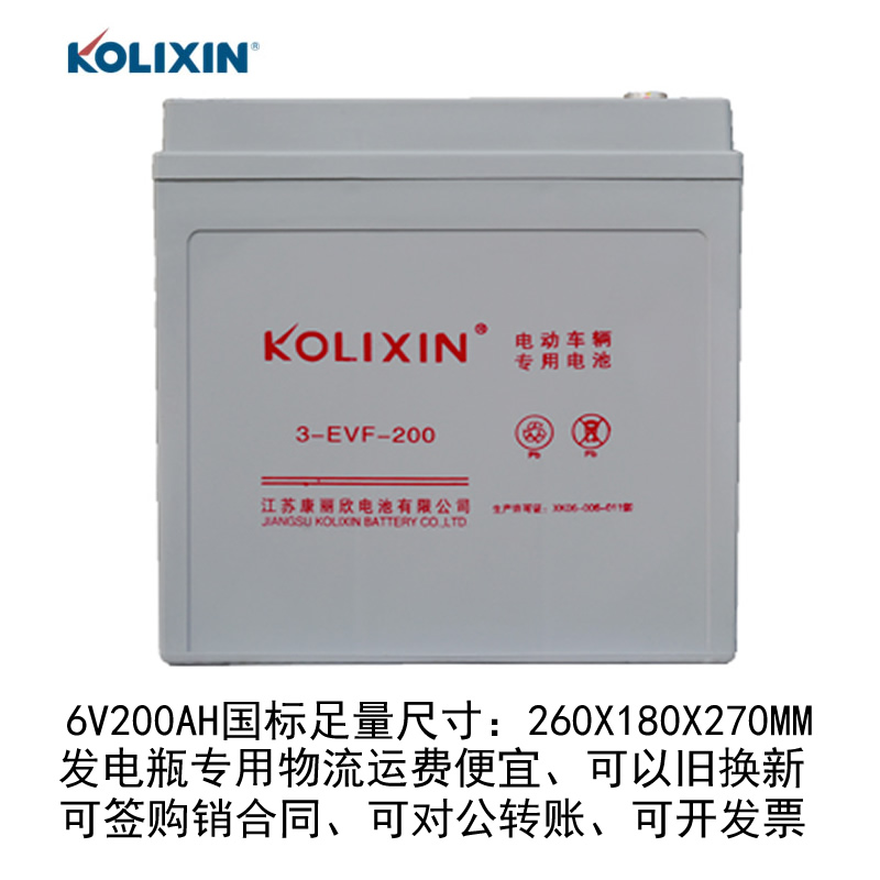 康丽欣电瓶6V200AH免维护蓄电池洗地机牵引电动车3EVF220天能同款