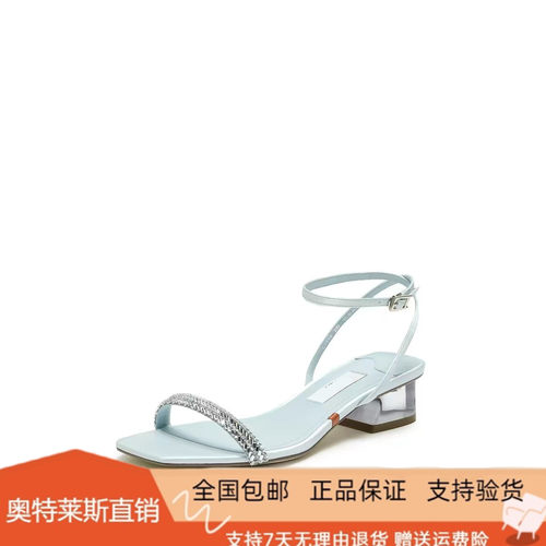 商场同款2026夏新款氧气仙女鞋一字带凉鞋粗跟外穿凉鞋女EI408BL6