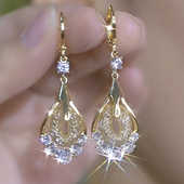 2025新款 高级感网状水晶水滴耳环女轻奢气质耳扣耳坠耳饰 爆款