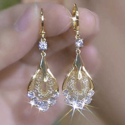 2025新款高级感网状水晶水滴耳环
