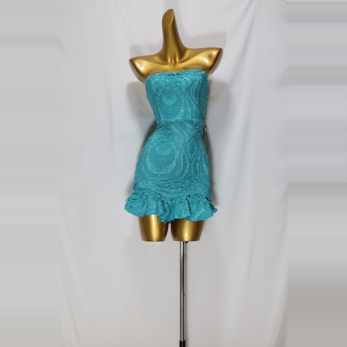 飞成家女装时尚气质修身性感水溶花边裹胸拉链显瘦连衣裙09期