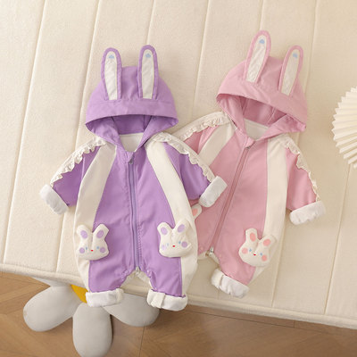 婴儿秋冬加绒连体衣外出服