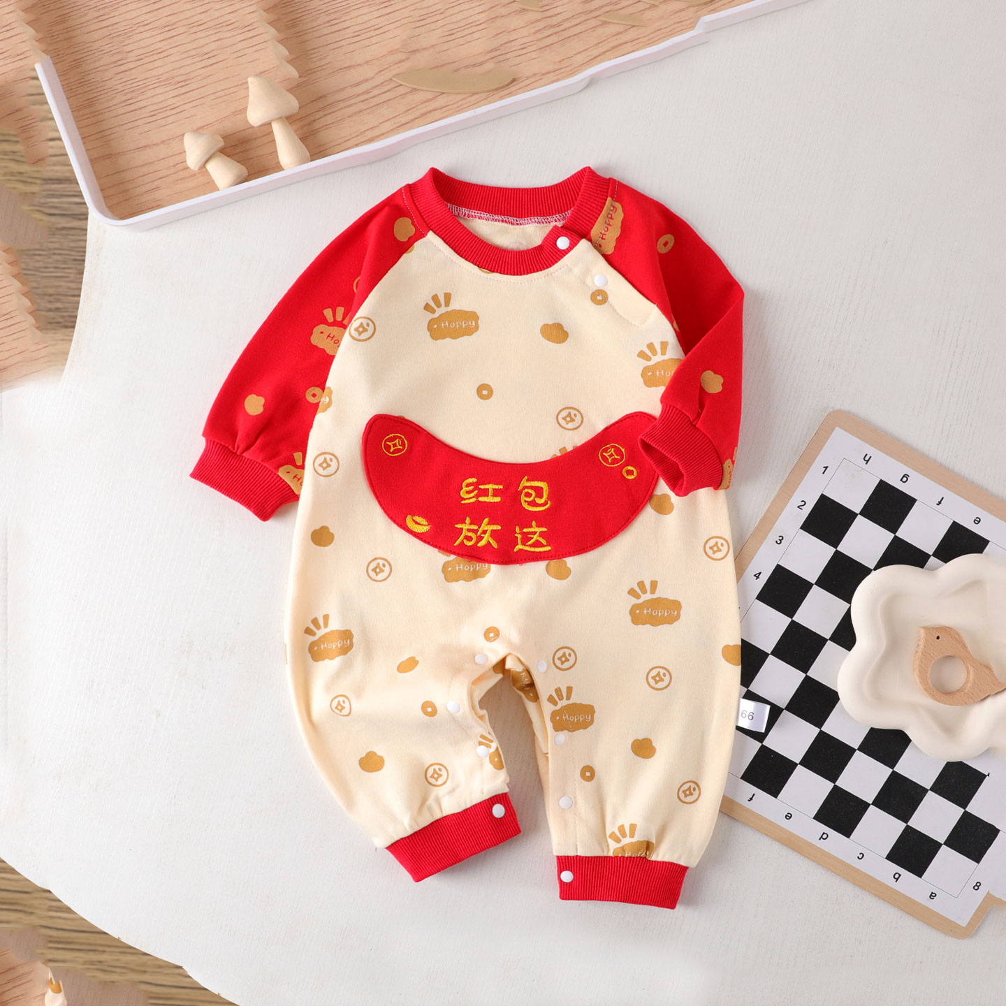 婴儿连体衣春秋纯棉满月服