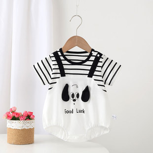 婴幼儿包屁衣男孩夏薄款短袖连体衣夏季婴儿衣服男宝宝三角爬服