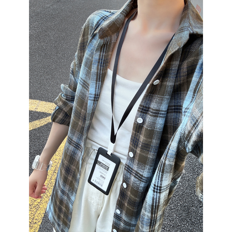 高品质防晒格纹长袖衬衫男女休闲宽松复古格子衬衣外套C319/p45，男装防晒衣，星座223-3（原星座201-3）