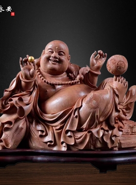 印度老山檀香清刀雕刻弥勒佛