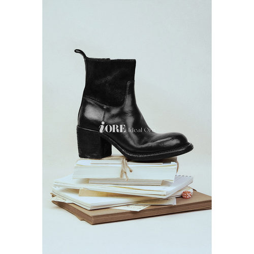 IORE理想矿石水洗马皮圆头短靴