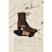 IORE理想矿石设计师原创 长期主义 小牛皮利落方头中跟粗跟短靴子