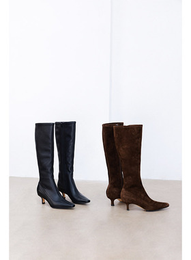 IORE理想矿石原创 新款极简包腿显瘦弹力羊皮细跟高跟及膝靴长靴