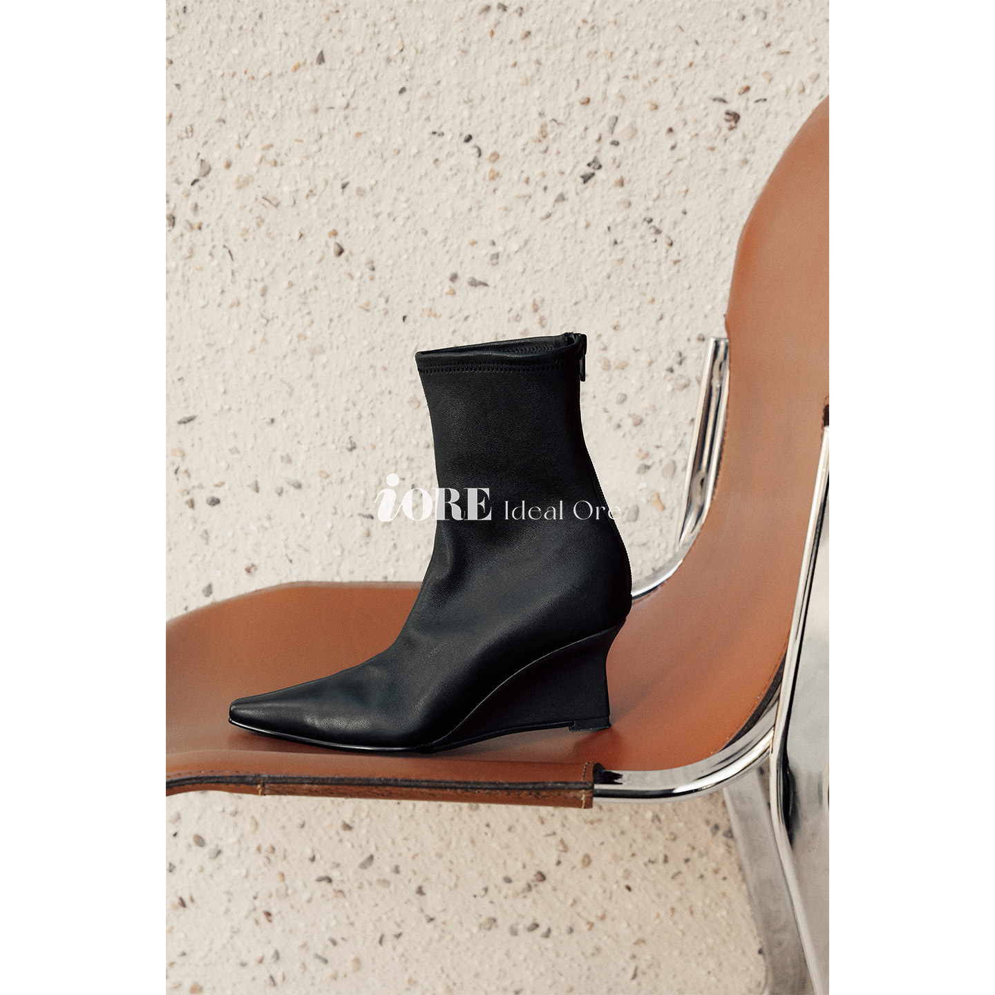 IORE理想矿石弹力小羊皮坡跟短靴