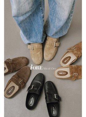 IORE理想矿石设计师原创 结构美学 手工编织金属扣平底勃肯乐福鞋