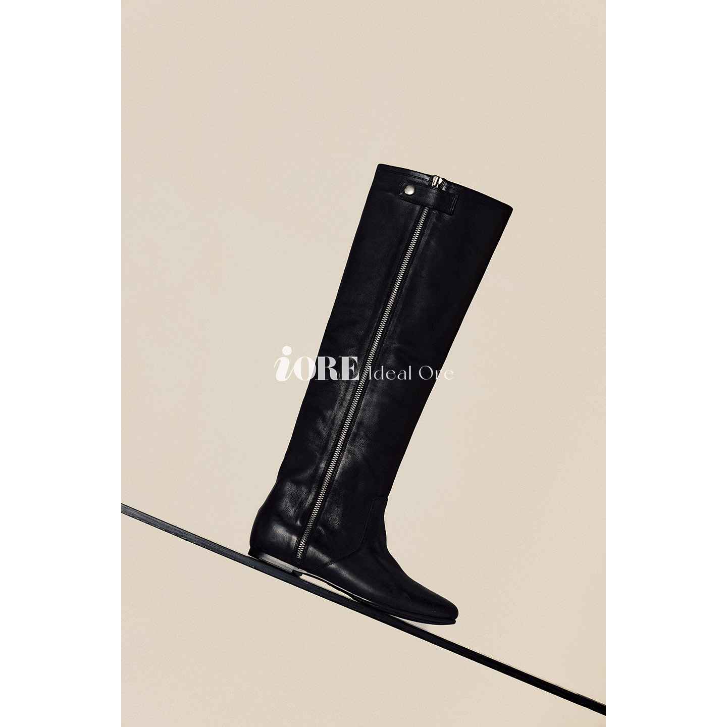 IORE理想矿石侧拉链平底及膝长靴