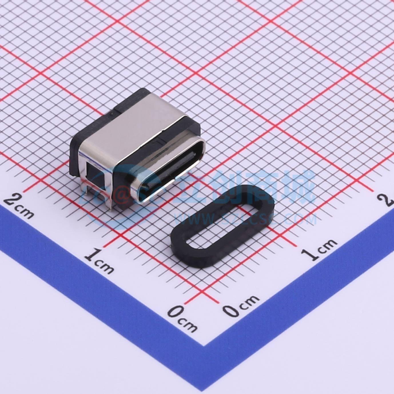 USB连接器 TYPEC-242-ACP6X6 SMD IPX6防水6PIN板上Type-c母座10.图片