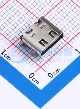 USB连接器 TYPE C-ZL-108PWB SMD 卧式凸包带弹片黑色 Type-C 16P