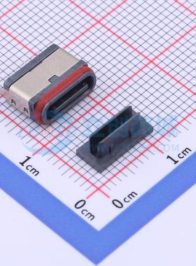 USB连接器 TYPE-C 16PFS LCH7.45 IPX8 插件 IPX8 自带红色胶圈 T