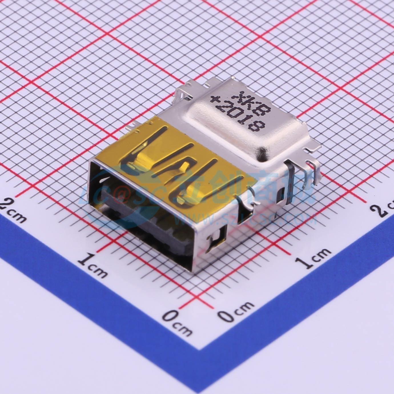 USB连接器 U221-041N-4BU05-FS 插件 USB2.0连接器 反向沉板 4.9H