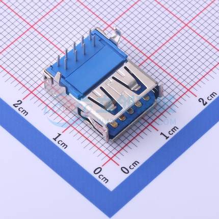 USB连接器 901-112A105AD10100 插件 A/F 90度 3.0外扣铜壳弯脚有