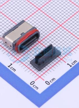 USB连接器 TYPE-C 16PFS LTH7.45 IPX8 SMD IPX8 自带红色胶圈 Ty