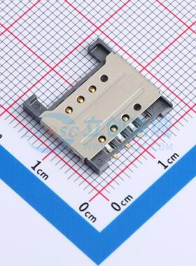 5个起拍 SIM卡连接器 C7008-05 SMD H1.8无柱6P(铁壳加长型)1.8mm