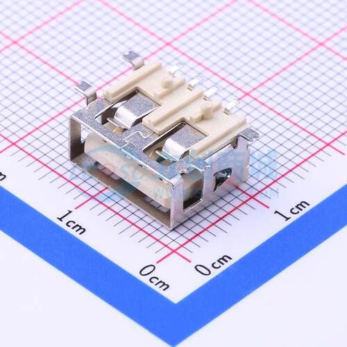 USB连接器 915-121A2038S10101 SMD A/F贴板10全贴四脚无卷边铁壳