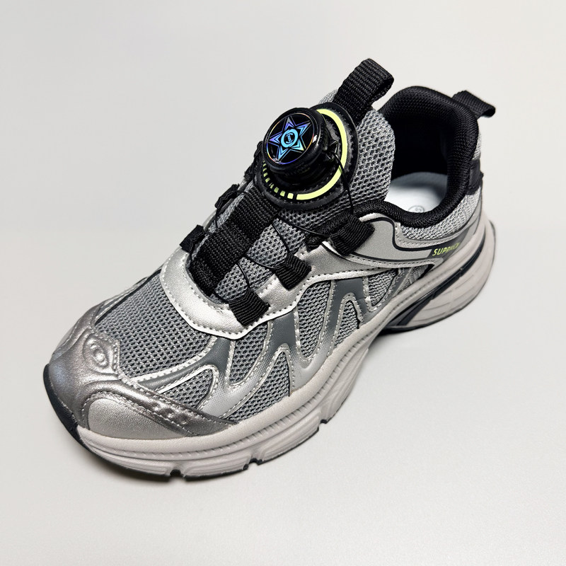 春秋比迪童鞋儿童运动鞋网面透气旋转扣休闲老爹鞋男童百搭厚底鞋