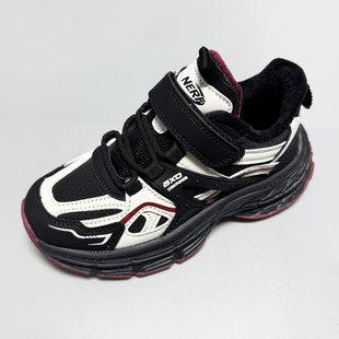 比迪冬季童鞋男女童棉鞋二棉加绒运动鞋学生皮面防水防滑跑步鞋潮