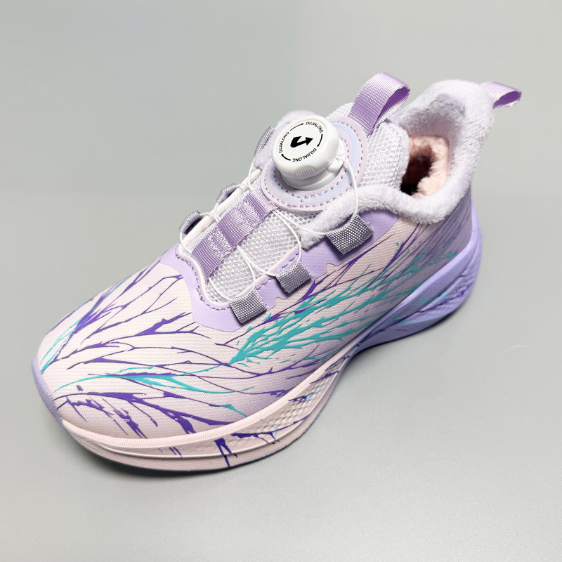 2025冬季新款独家龙童鞋男女童大棉加绒加厚皮面防水学生运动鞋潮