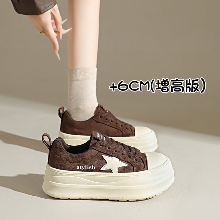 星星厚底面包鞋女春秋小个子增高运动休闲鞋百搭学生休闲板鞋子女