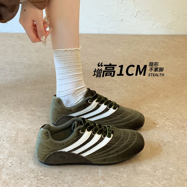 美拉德丝绒阿甘鞋女春秋软底轻便舒适防滑耐磨薄底复古德训休闲鞋