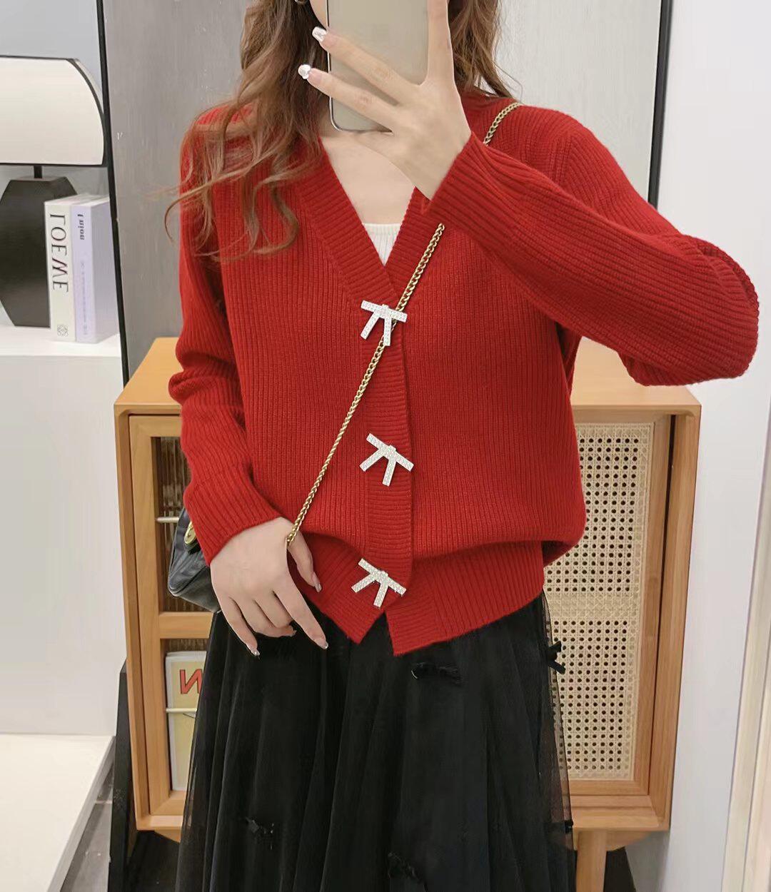 秋冬女士毛衣针织衫V领修身百搭纯色打底开衫保暖披肩式长袖开衫