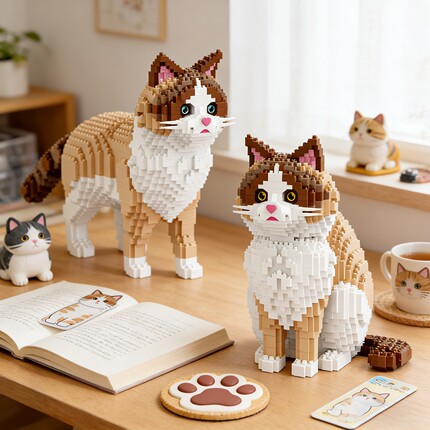 贝乐迪布偶猫微颗粒拼装积木女孩系列动物立体拼图摆件生日礼物9+