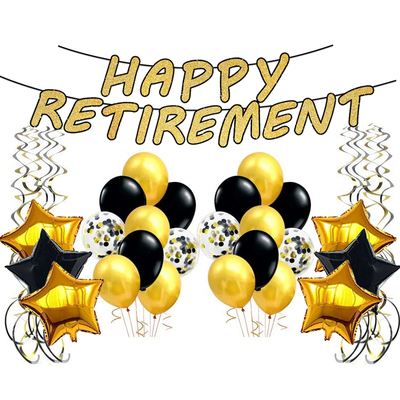 退休主题派对装饰拉旗拉花横幅