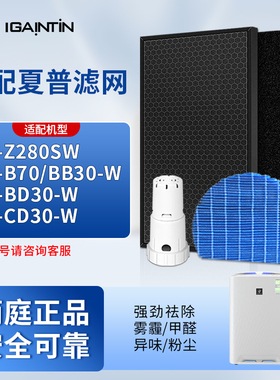 适配夏普空气净化器滤网KC-Z280SW/B70/BB30/BD30/CD30-W过滤芯