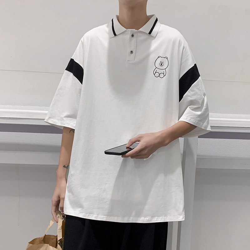 310B-2夏款休闲个性POLO衫宽松短袖T恤男女体恤港风上衣T10P38,男装Polo衫,电商A113-2
