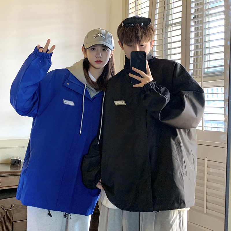 港风宽松休闲服潮男大码休闲夹克纯色情侣外套8801P65,男装夹克,电商A113-2