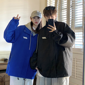 港风宽松休闲服 潮男大码休闲夹克纯色情侣外套 8801 P65图片
