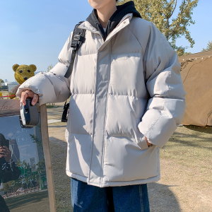 抖音高品质立领加厚港风棉衣男冬季潮牌纯色情侣外套310B-2 P90图片