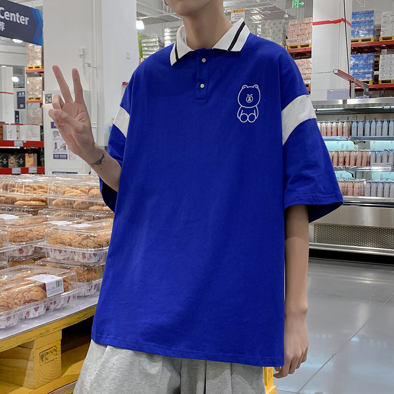 2024新款小熊印花T恤男女港风白塔款T10P38,男装T恤,电商A113-2