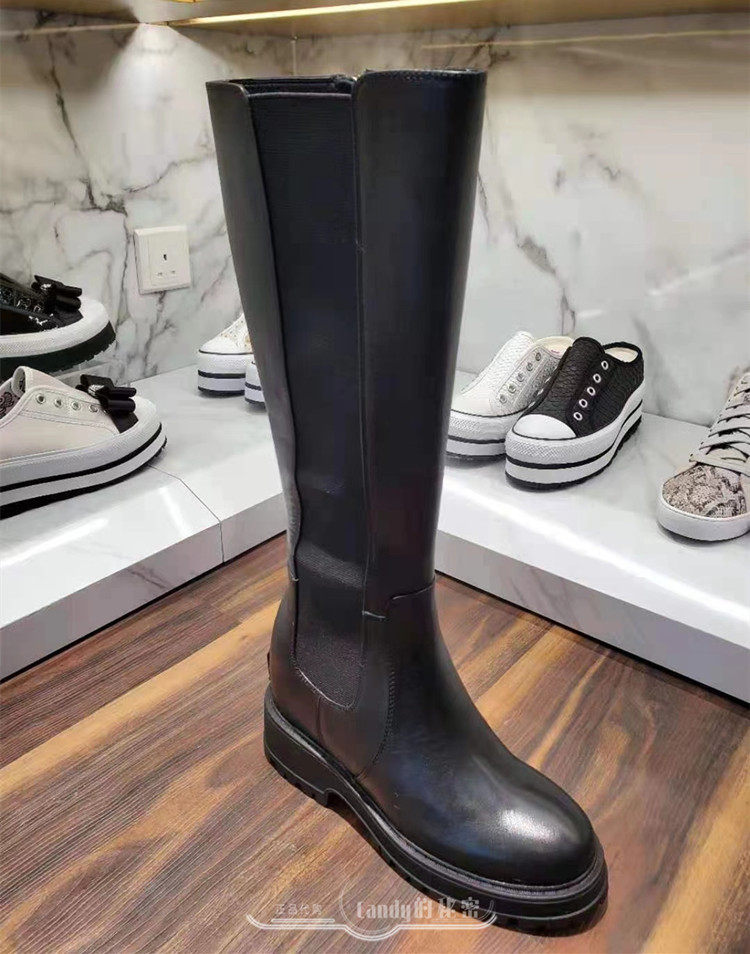 香港代购iijin艾今正品梁洁真皮10cm内增高厚底切尔西骑士长靴女