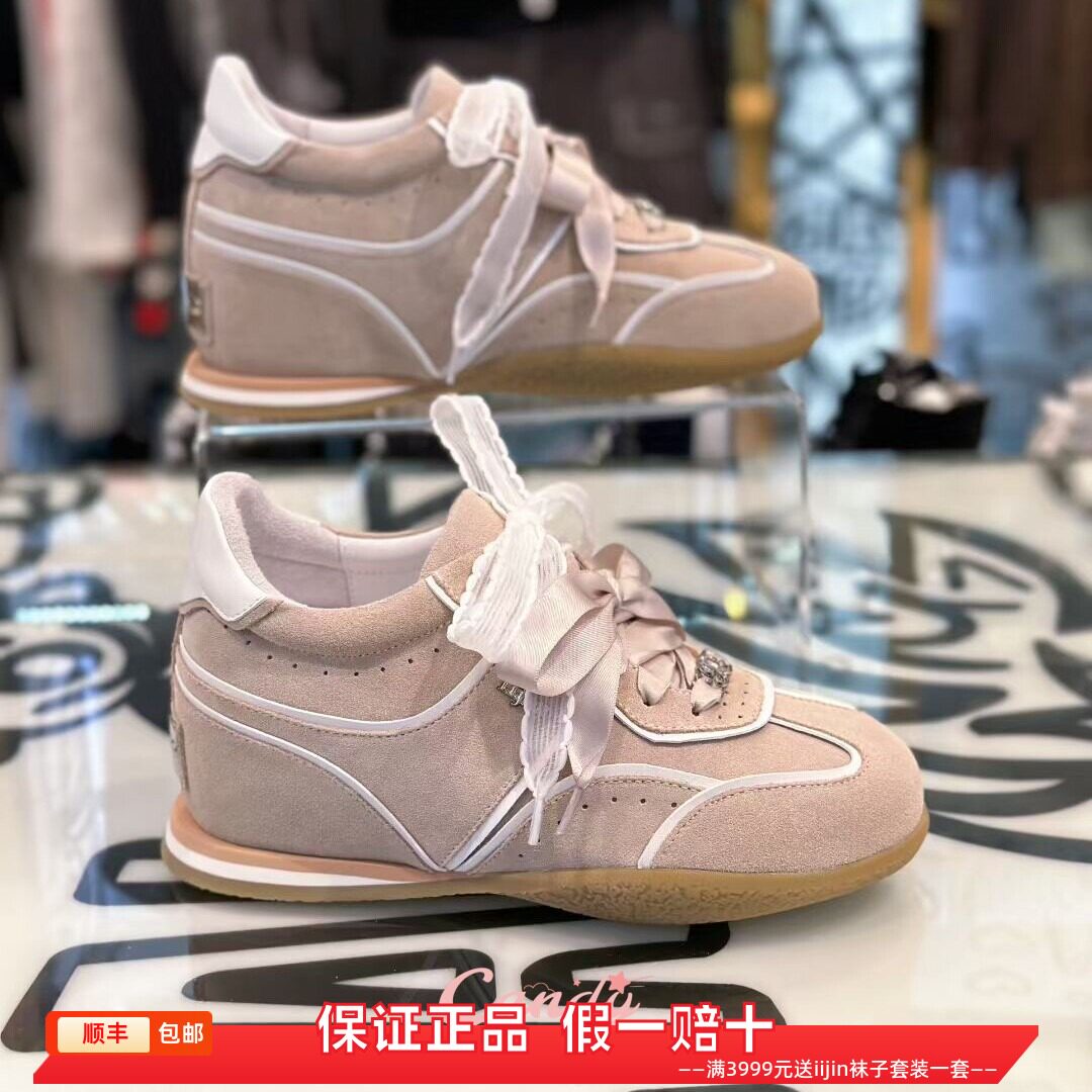 香港代购iijin艾今正品2026真皮蕾丝内增高7.5cm休闲德训鞋女单鞋