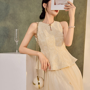 26春夏季新中式国风高级感无袖刺绣背心女时尚网纱半裙套装小礼服