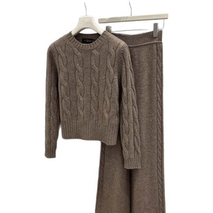 26春秋冬新款Lo南油工厂气质简奢优雅知性名媛风麻花羊绒针织套装