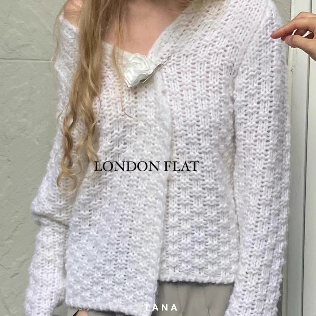 自然序列」韩国 设计师款秋冬 LO*DON*LAT 勾花扣针毛衣开衫精致