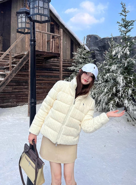 高质量25新款纯色基础休闲宽松羊毛针织面包羽绒服女款RL拉夫同款