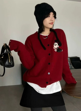 超好看慵懒风毛衣开衫女上衣新款秋冬爆款学院风卡通减龄针织外套