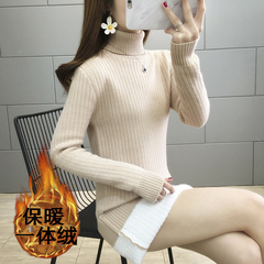 加绒加厚高领毛衣裙新款20u24爆款针织连衣裙女秋冬收腰显瘦气质