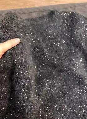 欧货细闪亮片设计感宽松慵懒毛衣女装秋冬新款百搭加厚针织衫上衣