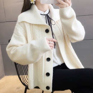 网红韩版短款毛衣开衫女外套2025春季新款慵懒风宽松ins超火外穿