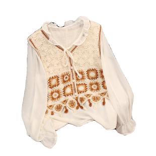 春夏季波西米亚薄款背心开衫流苏钩花镂空针织女装马甲雪纺两件套