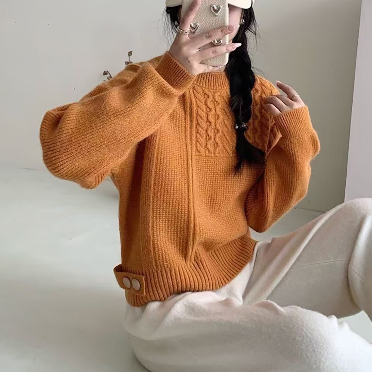 慵懒风设计感短款针织衫女装上衣2024秋冬季新款麻花加厚保暖毛衣